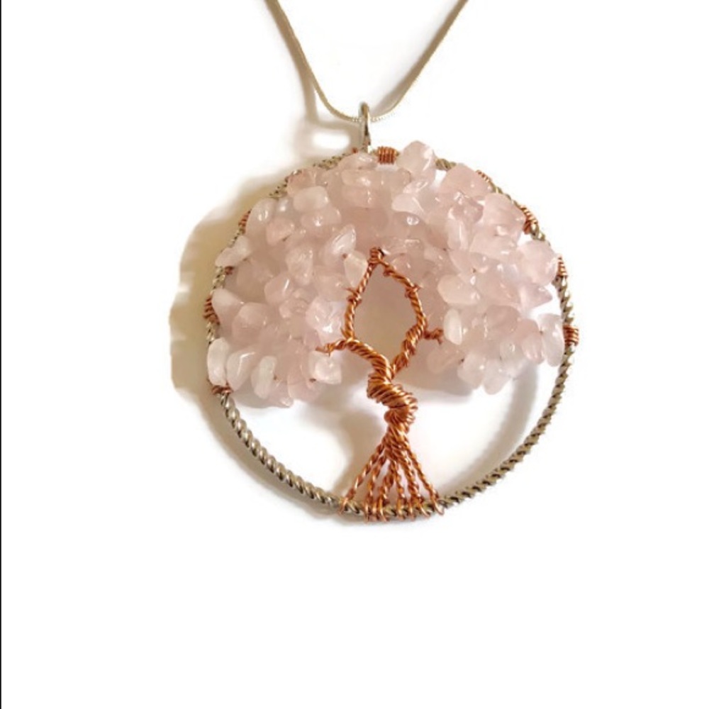 Rose Quartz Tree of Life is for the Heart Necklace